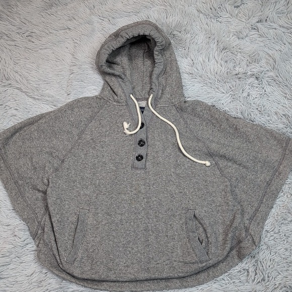 American Eagle Outfitters Sweatshirt Womens S Gray Lightweight Batwing Pockets‎ - Picture 1 of 10
